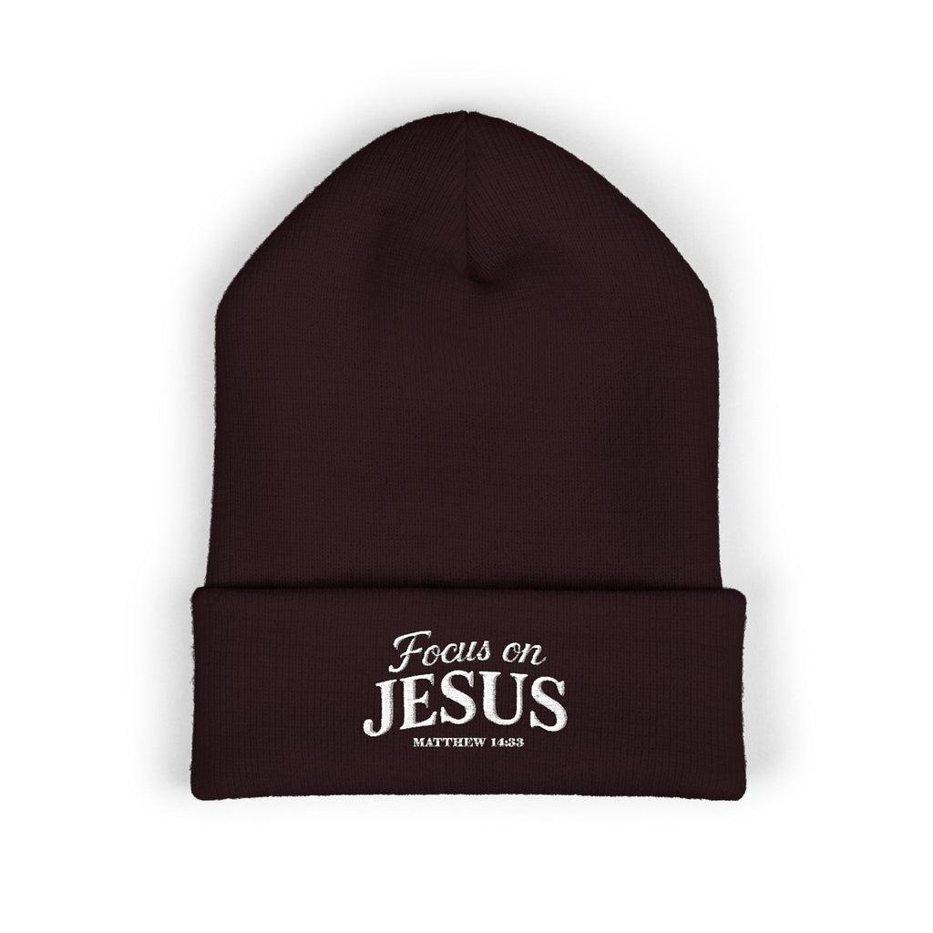 Focus on Jesus Beanie – Matthew 14:33 Faith Wear
