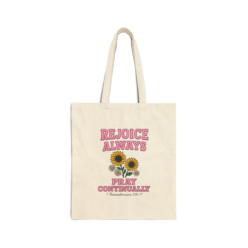 Rejoice and Pray Tote – Christian Sunflower Canvas Bag
