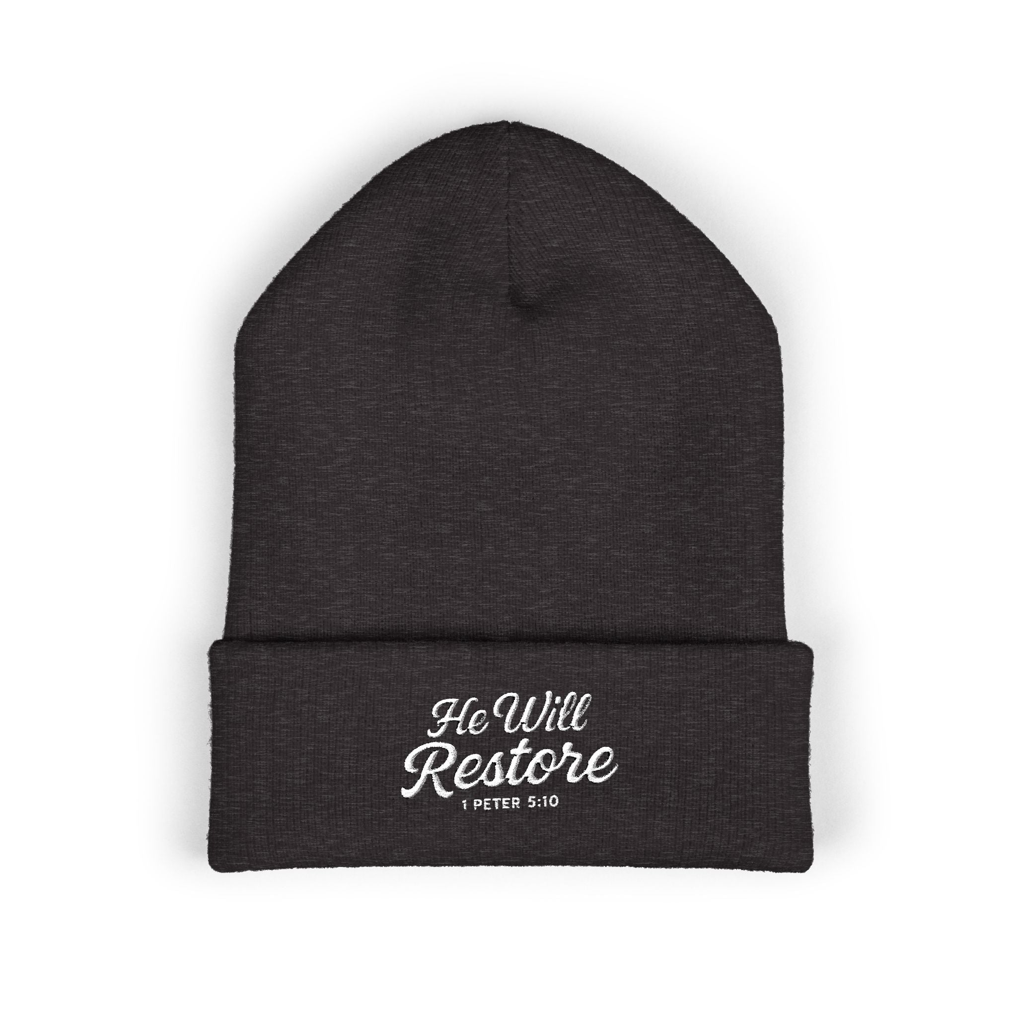 He Will Restore Beanie – 1 Peter 5:10 Apparel