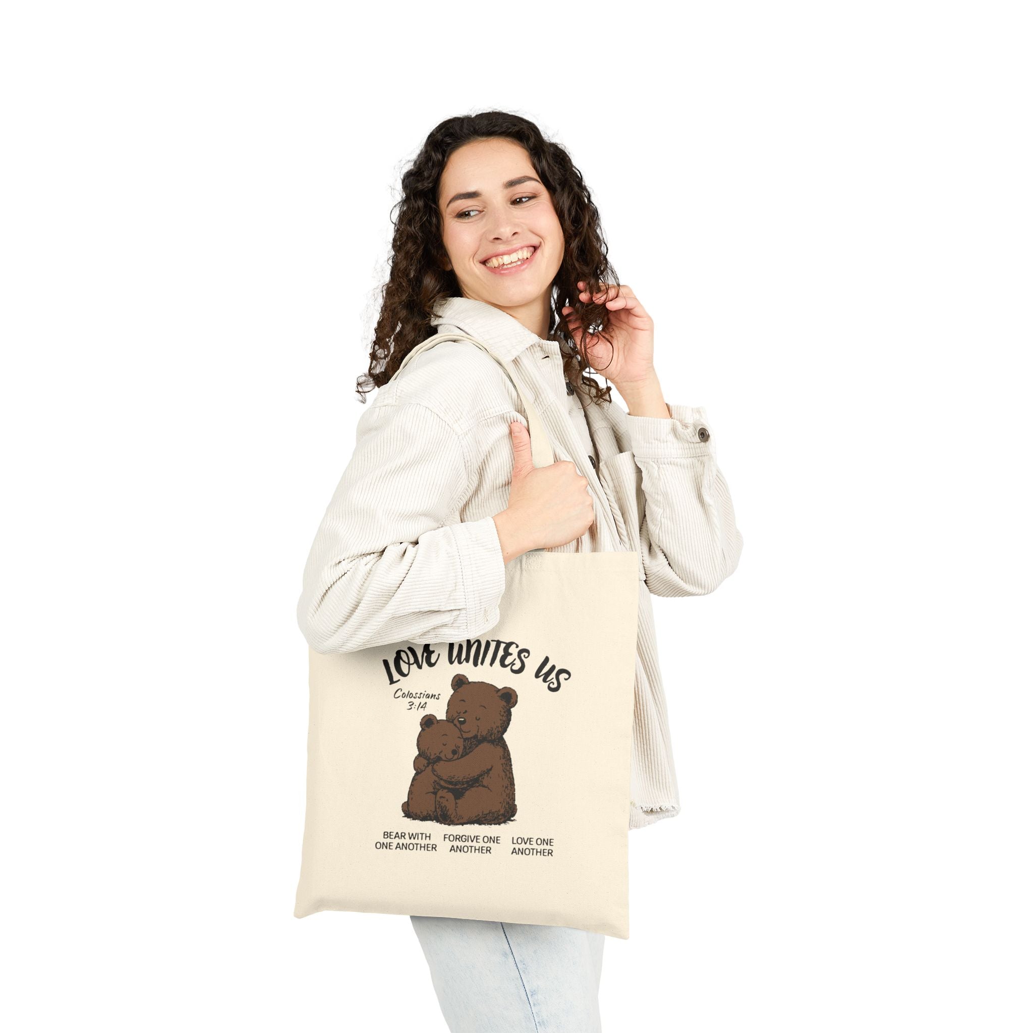 Love Unites Us Tote – Colossians 3:14 Christian Bag