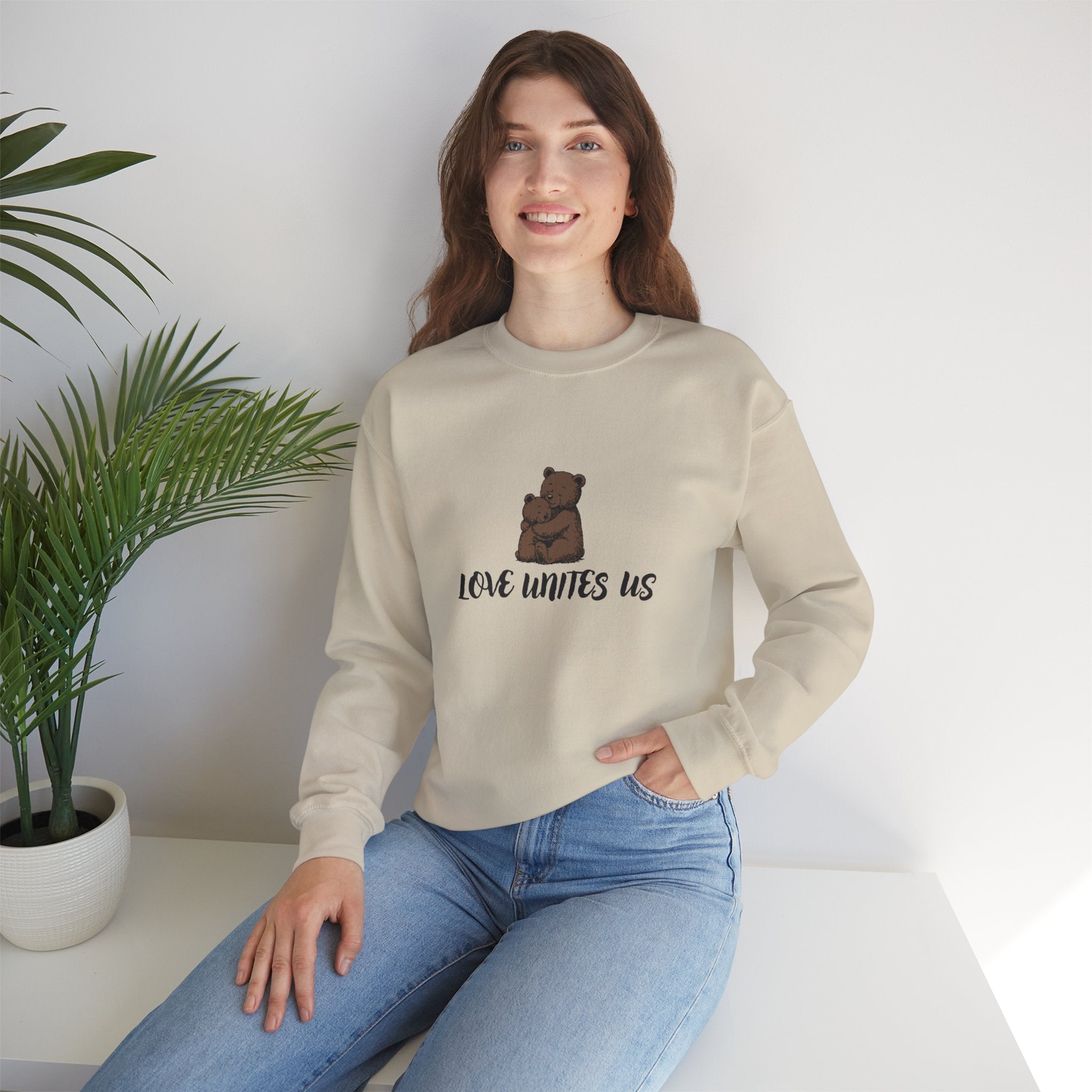 Love Unites Us - Cute Christian Bear Hug Sweatshirt