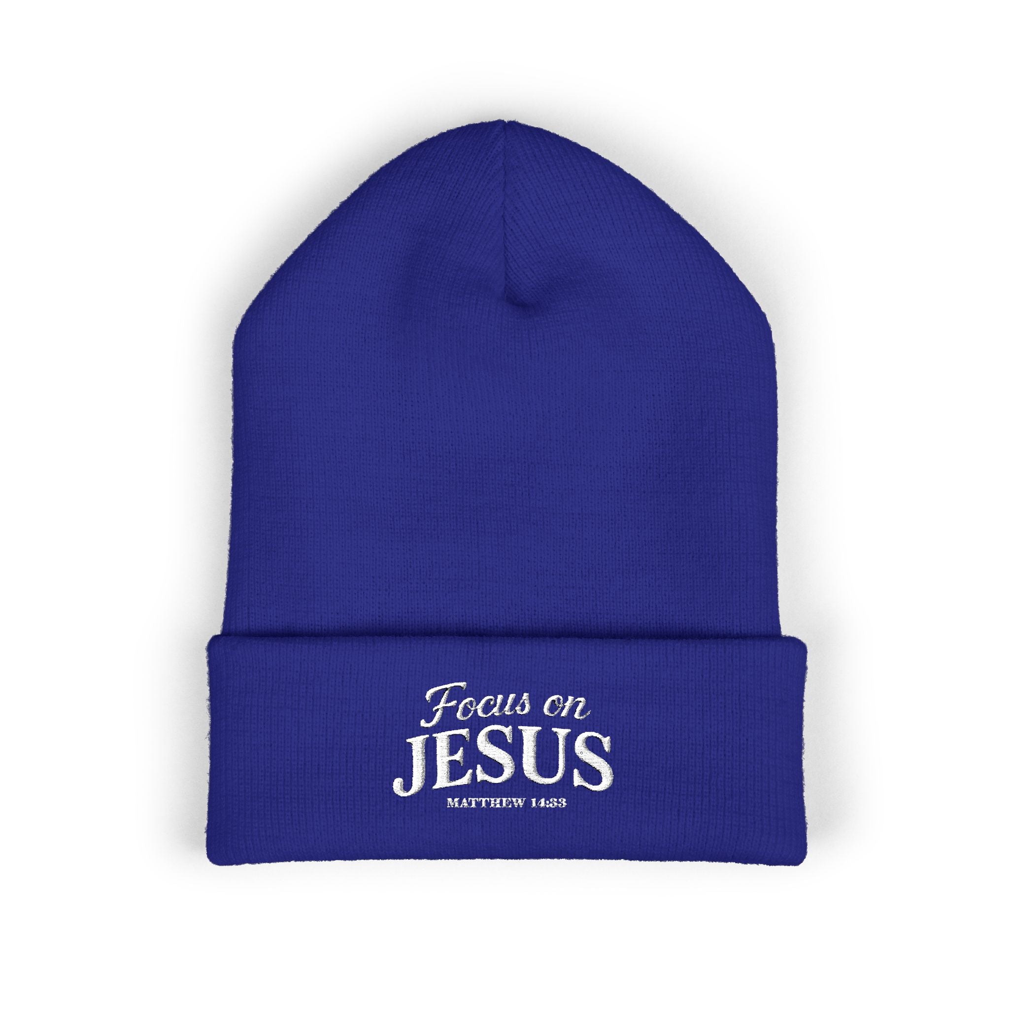 Focus on Jesus Beanie – Matthew 14:33 Faith Wear