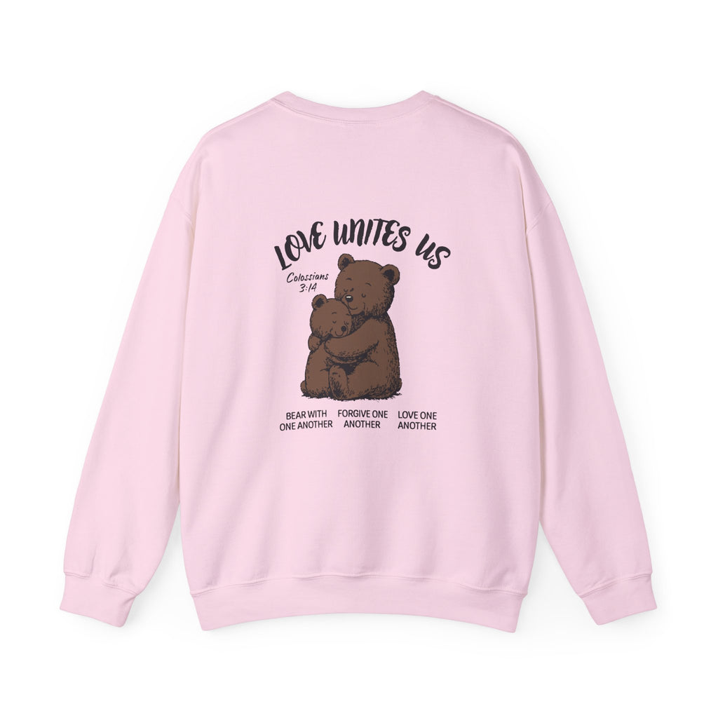 Love Unites Us - Cute Christian Bear Hug Sweatshirt