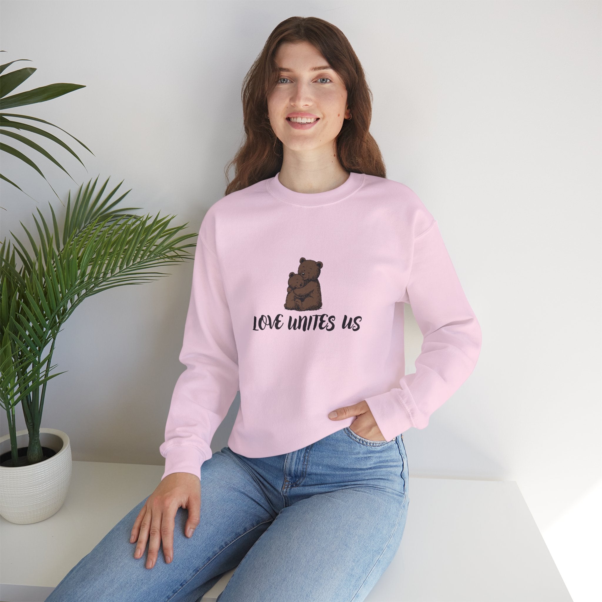 Love Unites Us - Cute Christian Bear Hug Sweatshirt