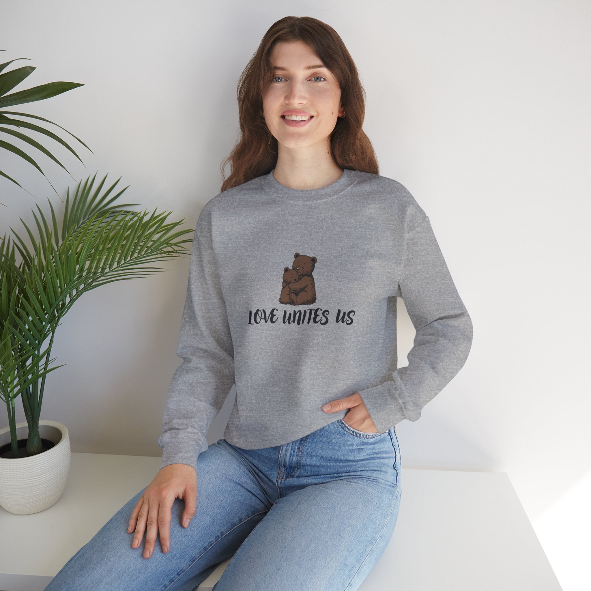 Love Unites Us - Cute Christian Bear Hug Sweatshirt
