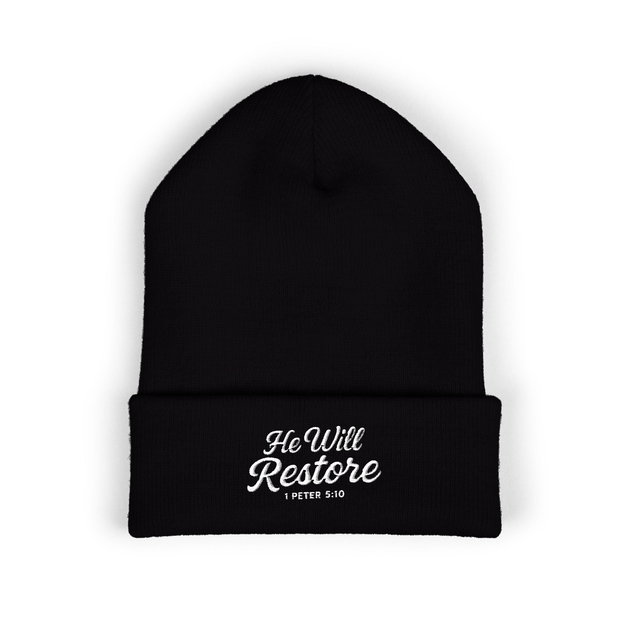 He Will Restore Beanie – 1 Peter 5:10 Apparel