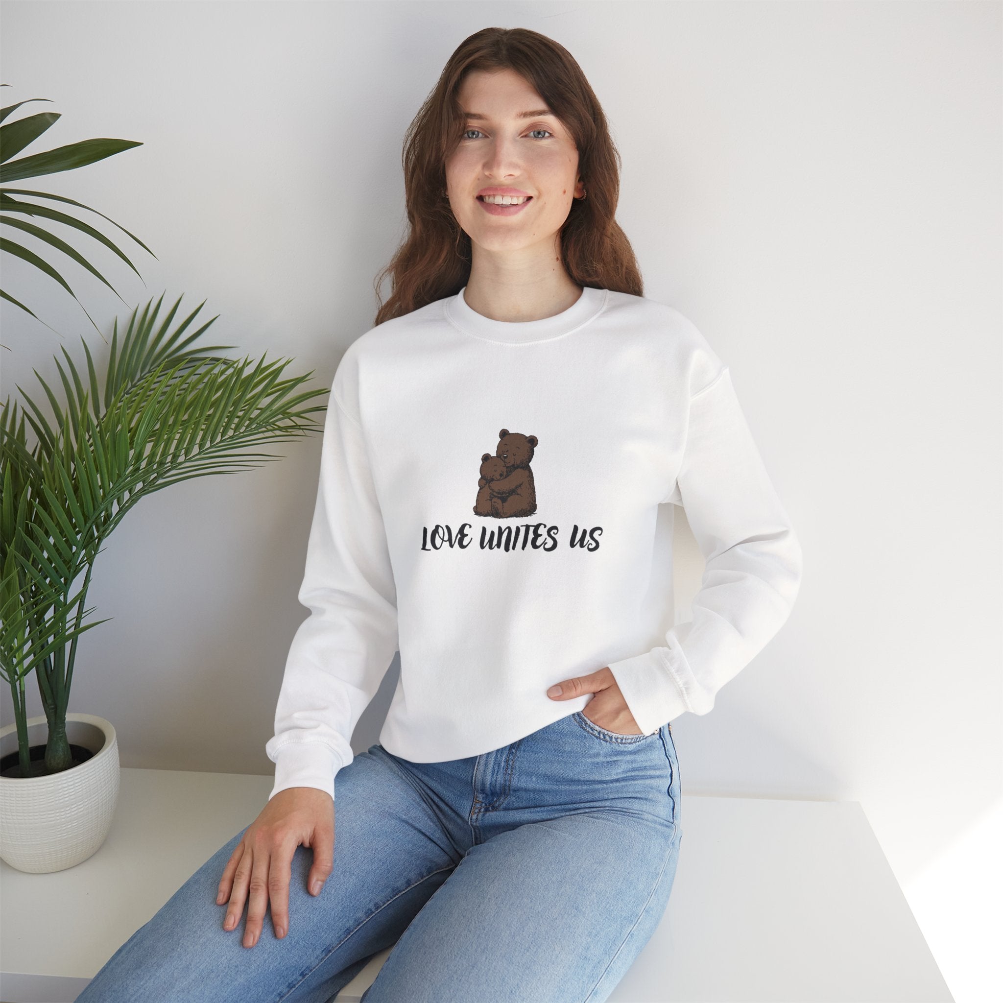 Love Unites Us - Cute Christian Bear Hug Sweatshirt