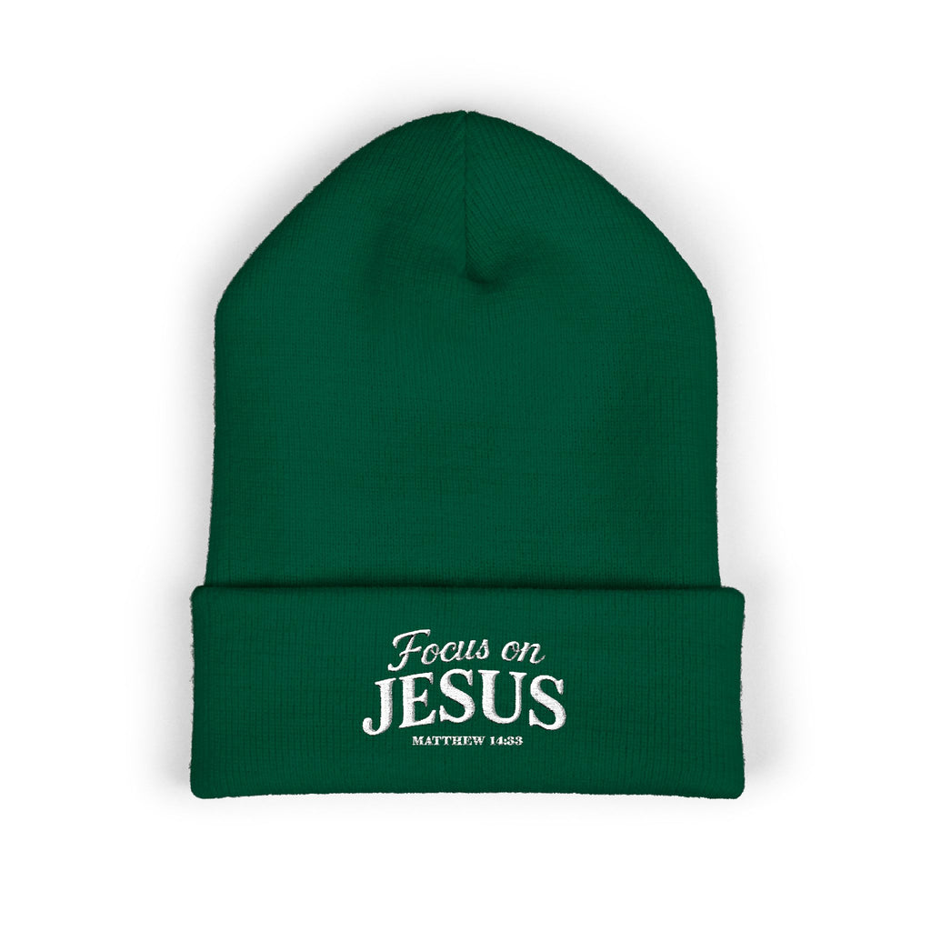 Focus on Jesus Beanie – Matthew 14:33 Faith Wear